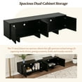 thumbnail image 4 of 70" Wood Grain TV Stand for TVs up to 75 Inch, Mid Century Modern Entertainment Center with Storage Cabinet and Wavy Door, Media TV Console for Living Room, Black, 4 of 7