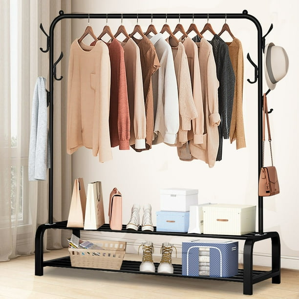 Clothes Rack, Clothing Rack for Hanging Clothes, Garment Rack W/6 Hooks