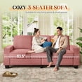 thumbnail image 6 of Muumblus 83.5" Living Room Sofa with Cup Holders, Cozy Plush Upholstered Couch, Corduroy Sofa 3-Seater, Pink, 6 of 12