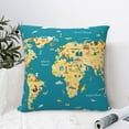 thumbnail image 4 of Honeii World Map With Landmarks Print Throw Pillow, Square Decorative Pillow Forms Soft Fluffy Plump Pillow Decorative Pillow Inserts,Couch Pillows-24"x24", 4 of 7