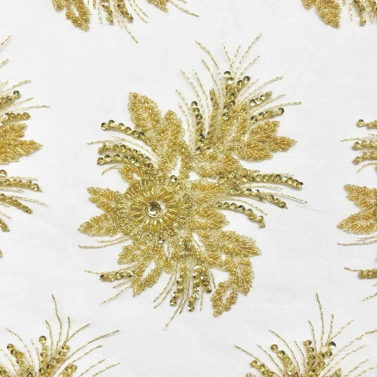 Gloriosa Bridal Lace Sequins Beaded Scallop Fabric for Dresses 52'' BTY ( Gold) - Walmart.com Gloriosa Bridal Lace Sequins Beaded Scallop Fabric for Dresses 52'' BTY ( Gold) - Walmart.com
