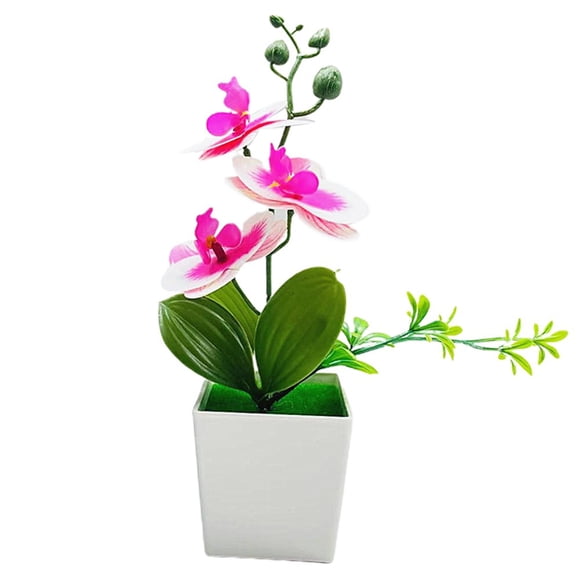 Boc Artificial Bonsai Realistic Three Flowers Non-fading Non-Withered Decorative DIY Phalaenopsis Orchid Fake Flower with Pot Desktop