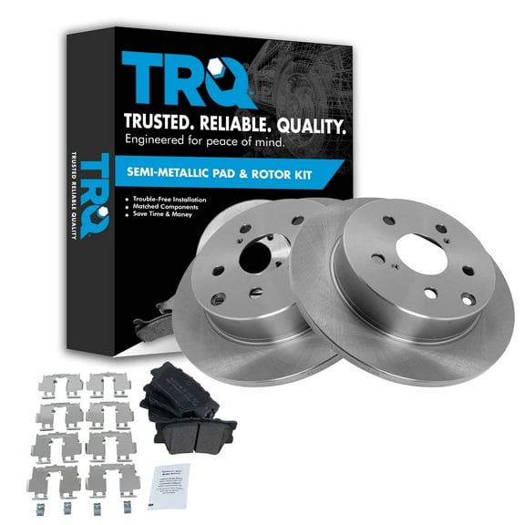 TRQ Rear Brake Pad & Rotor Kit Brake Pads Brake Rotor Semi-Metallic Fits Select 2010-2012 Lexus HS250h 2006-2018 Toyota RAV4
