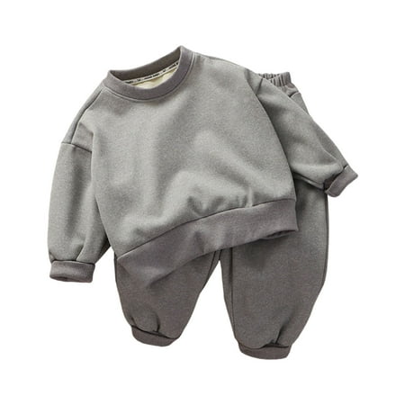 

Chenyuanyuan Boys Outfits Toddler Girls Autumn and Winter Solid Color Long Sleeved Sweatshirt Tops and Pants 2PC Children s Suit Size 130
