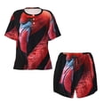 thumbnail image 4 of Picia Closeup Red Flamingo Portrait Pajamas Sets for Women Soft Short-Sleeved Pjs with Lounge Shorts Two Piece Sleepwear-Medium, 4 of 9