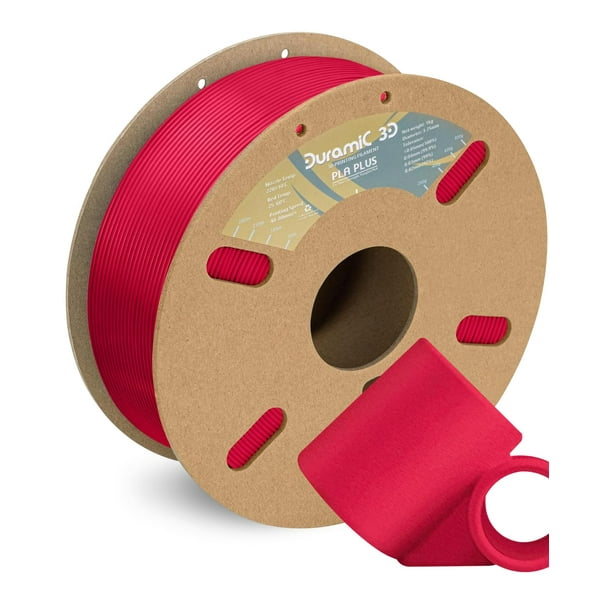 Filamento DURAMIC 3D PLA+ de 1,75 mm, 1 kg, rojo vino para impresora 3D