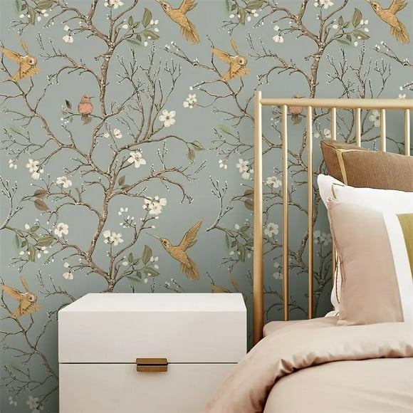 lower And Bird Self-Adhesive Wallpaper, 17.7in*118in, Removable Background Wallpaper, Renovation Stickers For Living Room Bedroom Wall Furniture , Fall Aesthetic Wall Decor