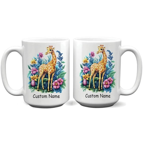 Personalized Cute Giraffe Coffee Mug 11oz 15oz - Custom Name Ceramic Cup - Best Gift for Giraffe Lovers, Parents, Girlfriend, Siblings, Kids, Wildlife Enthusiasts, Animal Fans