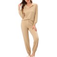 thumbnail image 2 of INSPIRAR CHIC Conjuntos de Pijamas para Mujeres con Sudadera y Pantalones de Noche con Bolsillos Tallas XS Caqui, 2 of 4