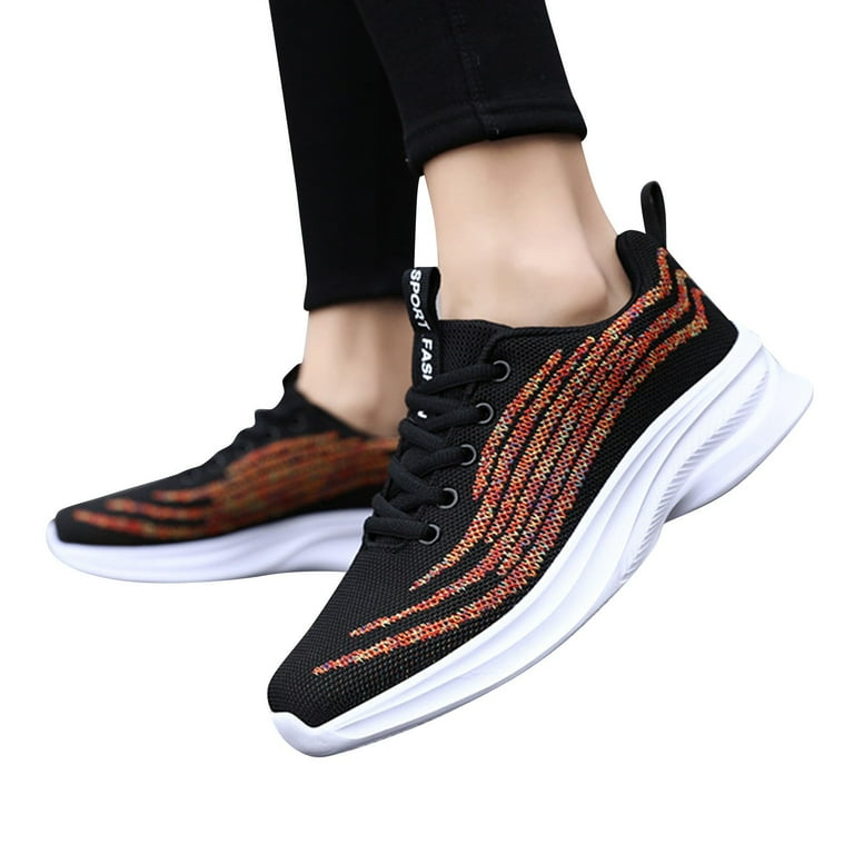 CAICJ98 Tennis Shoes Womens Women's Slip on Flat Shoes Comfortable Knit  Loafers Lightweight Nurse Walking Sneakers,Black 