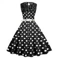 thumbnail image 4 of Jinhomg Women's 1950s Vintage Dresses Casual Comfy Crew Neck Patchwork Mini Dress Cute Polka Dot Printed Evening Party Dresses Black L, 4 of 10