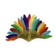 thumbnail image 3 of Tocado de plumas de jefe indio americano nativo para disfraz de Halloween Oro colorido, 3 of 9