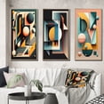 thumbnail image 1 of Designart "Geometric Nostalgia Retro Elementary Style I" Modern Geometric Framed Wall Art Set Of 3 - Blue Abstract Geometric Frame Gallery Set For Office Decor, 1 of 6