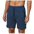 thumbnail image 1 of Men's Summer Solid Color Shorts - Tie Suit Design, 5/4 Length, Polyester/Linen, Zipper Pockets, Machine Wash Cold, 1 of 5