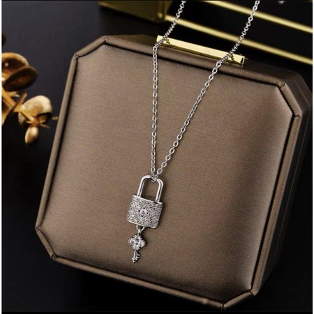 Cupid's Lock Women's Fashion Lock & Key Pendant Chain Bracelet & Necklace, with Rhinestone Decor, Fashion Jewelry for Party, Daily Clothing Decor, Trendy All-match & Exquisite Jewelry for Birthday