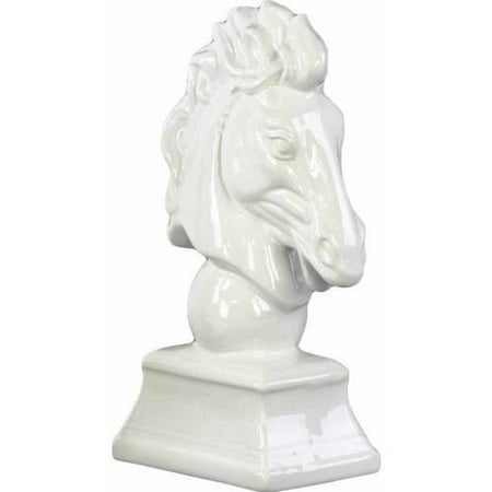 - Urban Trends Collection: Porcelain Horse Head, Gloss Finish, White