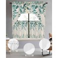 thumbnail image 2 of Teal Green Eucalyptus Swag Curtains for Living Room/Bedroom Windows, Farmhouse Weeping Leaves Linen Kitchen Curtains and Valances Set 36 Inch Length, Light Filtering Swags Valance Curtain Panels, 2 of 5