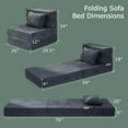 thumbnail image 2 of Sofá cama plegable, 4 en 1 convertible con almohada, cama plegable de espuma viscoelástica, moderno sofá futón para sala de estar, invitados/apartamentos, gris oscuro, 2 of 4