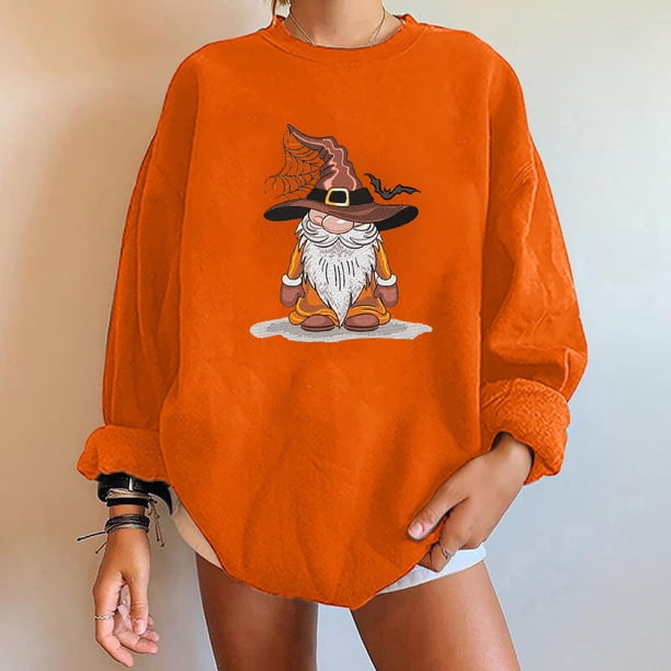 Ichuanyi Liquidación Mujeres Classic Halloween Impresión de estampado Canneco de manga larga Tops de sudadera suelta ICHUANYI WER202308182969