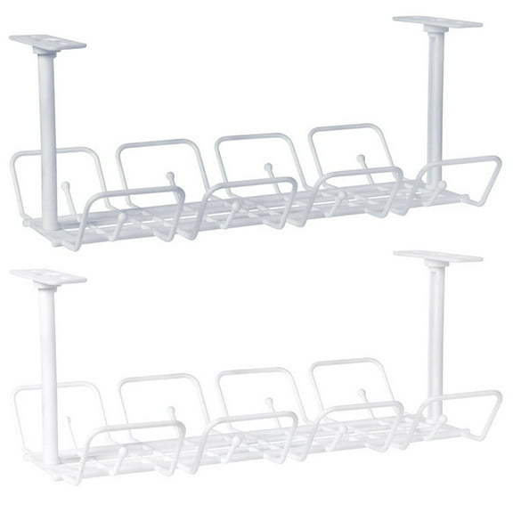 Monyance table cable management 2pcs Under Desk Cable Management Tray Cable Storage Rack Wire Cord Organizer(11.81X6.69X5.12Inches)