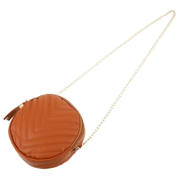 HONMEET Brown Fringe Western Crossbody Bag for Women, Round Compact Purse with Iron Accents, Stylish and Trendy Accessory