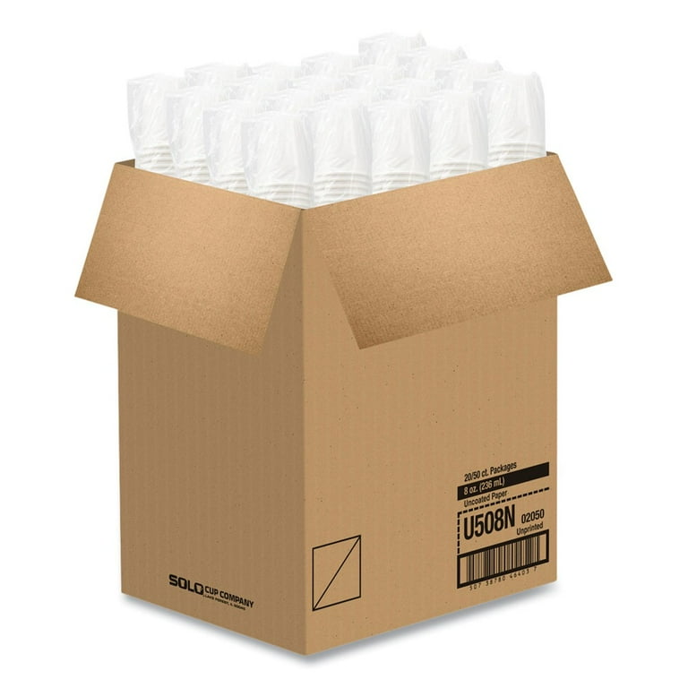 Uncoated Paper Cups, Hot Drink, 8 oz, White, 1,000/Carton Uncoated Paper Cups, Hot Drink, 8 oz, White, 1,000/Carton