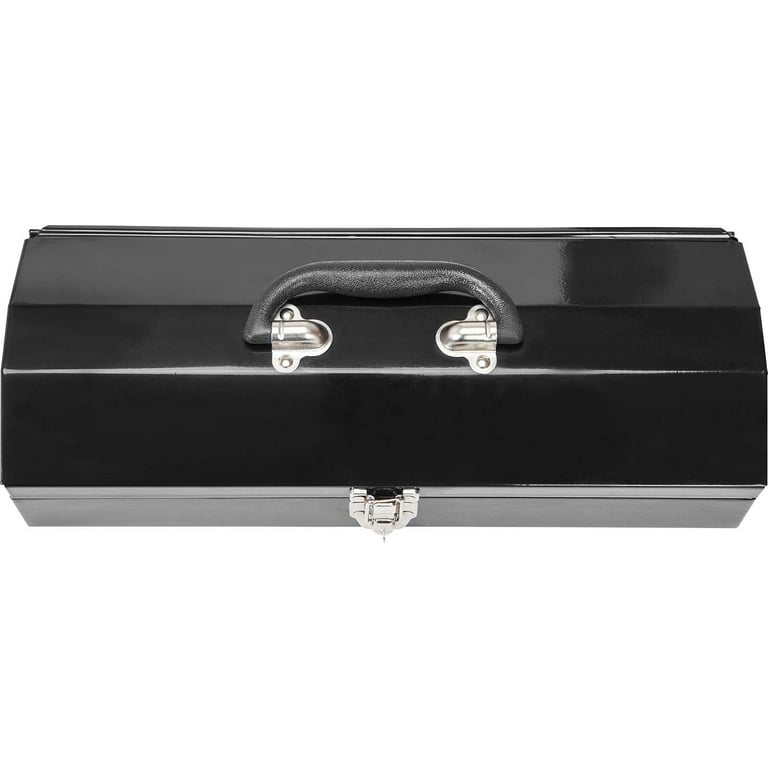 Tool Box with Metal Latch Closure Black NEW Roof Style top, Steel, 15 inch