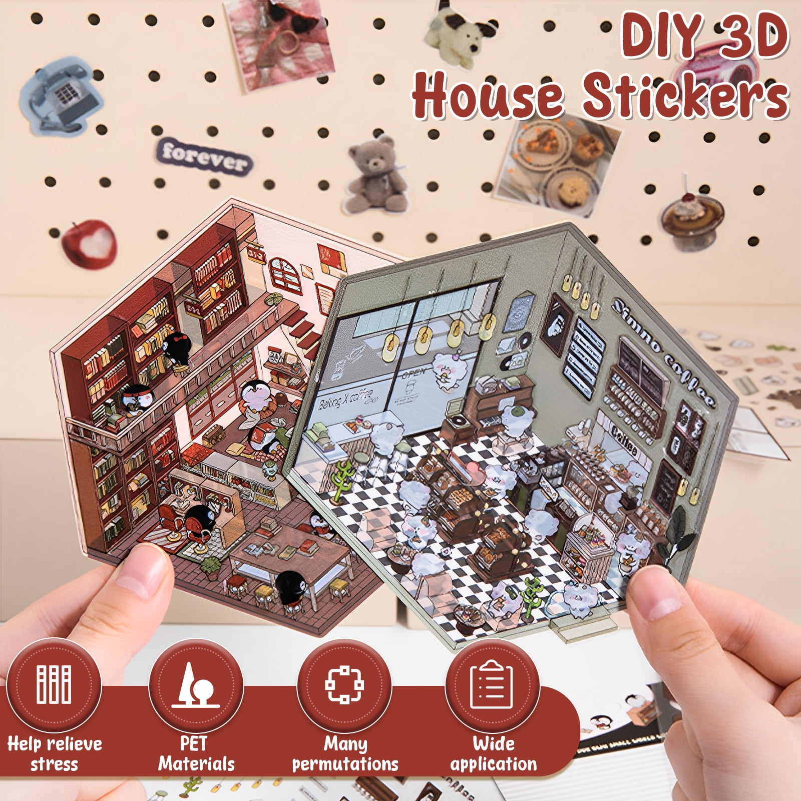 Livre D'Autocollants 3D - 10 Scènes à Compléter Avec Pince à Épiler (Anti-stress) - 7