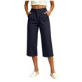 thumbnail image 3 of Capri Pants for Women Lightweight High Waist Straight Leg Quick Dry Business Casual Work Travel Cargo Pants with Pockets S-2XL, 3 of 8