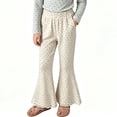thumbnail image 2 of SHTXOZHI Girl's Stretchy Casual Pants High Waist Cute Print Flared Pants Lace Trim Vacation Party Soft Bottoms, 2 of 7