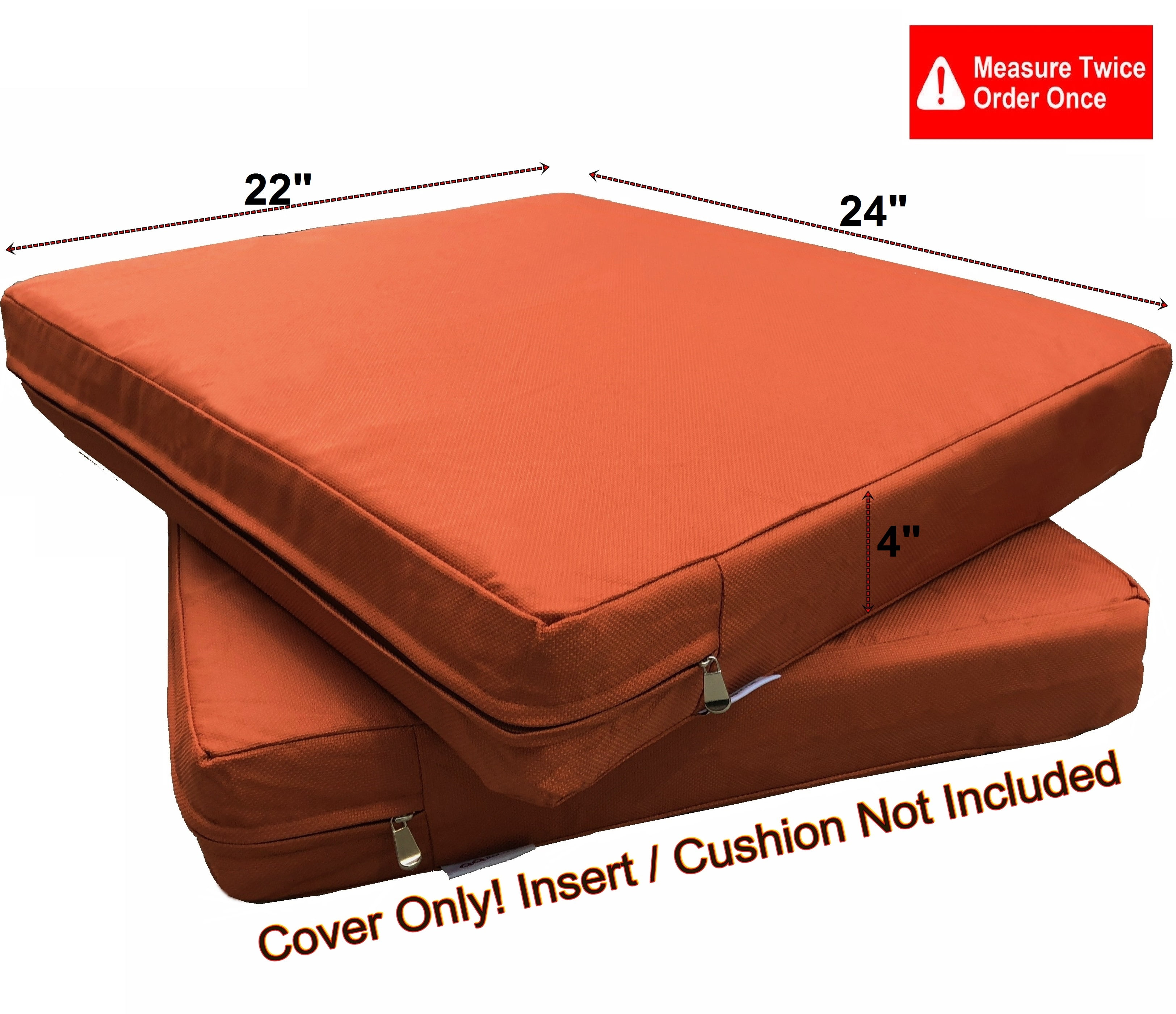 Waterproof Outdoor 4 Pack Deep Seat Chair Patio Cushions Zipper Cover 24"X22"X4" 