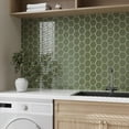 thumbnail image 4 of VaryPaper 10 Sheets Sage Green Hexagon Peel and Stick Backsplash for Kitchen Back Splash Sticky Tiles Waterproof Renter Friendly Backsplash Self Adhesive Wall Tiles for Bathroom Laundry Room 12''x12'', 4 of 8