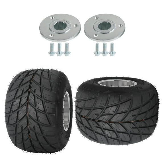 2pcs 5" Racing Go Kart Wheels Rain Tire 11x7.10x5 11X7.10-5 Tire Rim & 3 Stud Rear Axle Wheel Hubs for Mini Bike ATV Quad Drift Trike Lawn Golf Cart Go Cart Tires Tubeless