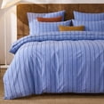 thumbnail image 2 of Rainbow Striped Duvet Cover Set Queen Size, 100% Cotton Bedding Set with Zipper Closure & 8 Corner Ties, Luxury Linen Like Bedding, Soft Breathable Comforter Cover for All Seasons, 2 of 12
