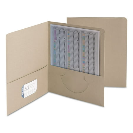 Smead Two-Pocket Folder, Embossed Leather Grain Paper, Gray, 25/Box