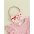 thumbnail image 6 of Suealasg Baby Girls Valentine's Day Outfit 3 6 12 18 Months Infant Girls Long Sleeve Heart Print Romper Dress + Headband Set 0-18M 2Pcs Newborn Girl Spring Clothing, 6 of 9