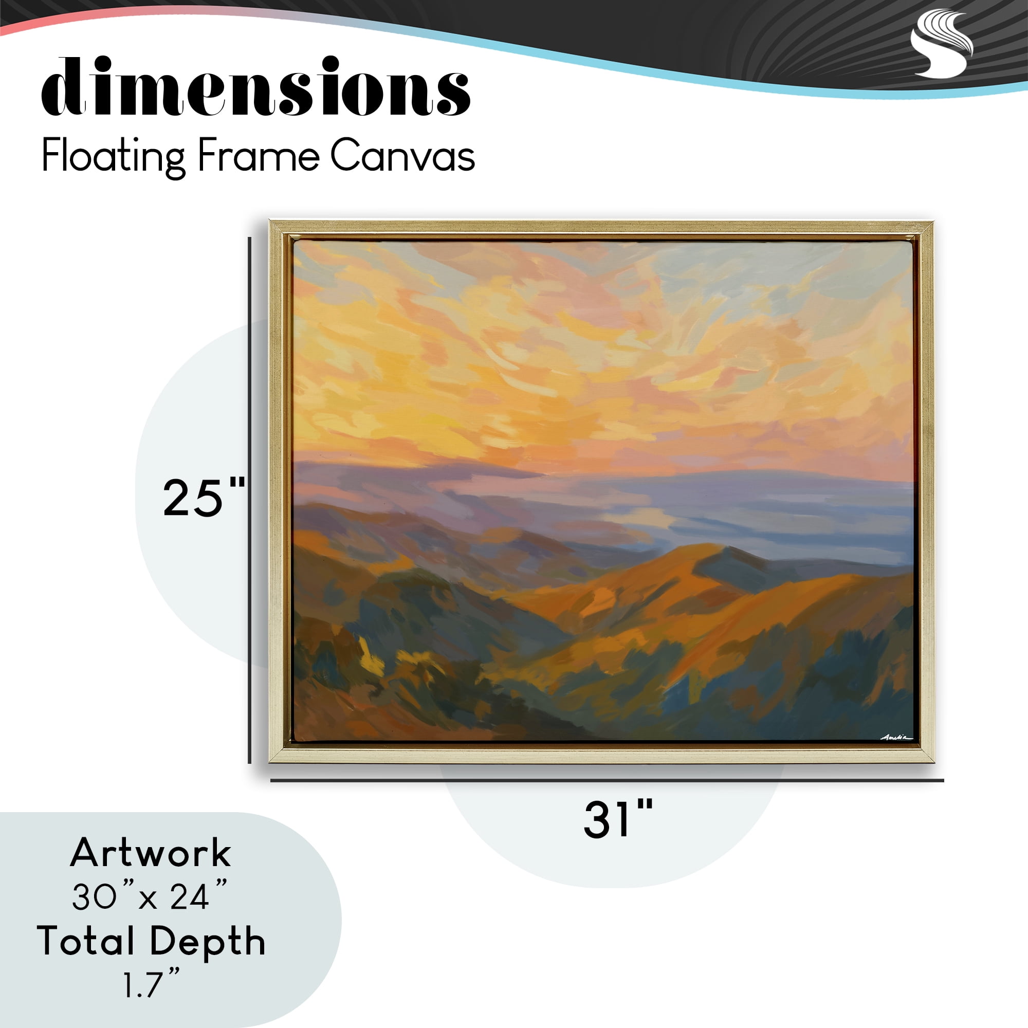 Stupell Industries California Sunset Landscape Gold Framed Floater Canvas Wall Art, design by Amelia Noyes