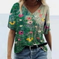thumbnail image 2 of Cyber&Monday Deals USSUMA Summer Tops For Women Trendy Floral Print Tops for Women Vintage Summer Casual Tops Short Sleeve V Neck Loose Tees Boho Tunic Blouse T Shirt Tops, 2 of 3