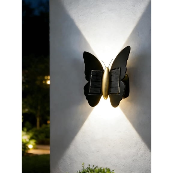 Solar Butterfly Lights, Outdoor Butterfly Wall Lamp, IP65 Waterproof Garden Decor Solar Lights, 6500K White Light LED Wall Sconce for Porch, Yard, Patio, Balcony, Birthday Gifts for Mom