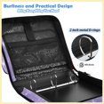 thumbnail image 4 of Zipper Binder with Shoulder Strap 2 inch 3 Ring Waterproof File Folder Organizer Bag 500 Sheet Lavender Glitter Stars Pattern, 4 of 8