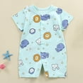 thumbnail image 2 of HCNTES Baby Children Unisex Short Sleeve Jumpsuit Romper Toddler Kids Soft Pajamas Sleepwear Loungewear for Spring Summer(L01-Mint Green,12-18 Months), 2 of 4