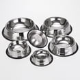 thumbnail image 4 of Polished Stainless Steel Cat Bowl Anti-Tip Small Dog Feeding Dish with Non-Skid Base for Kittens and Small Breeds, Silver 6x2 Inch, 4 of 5