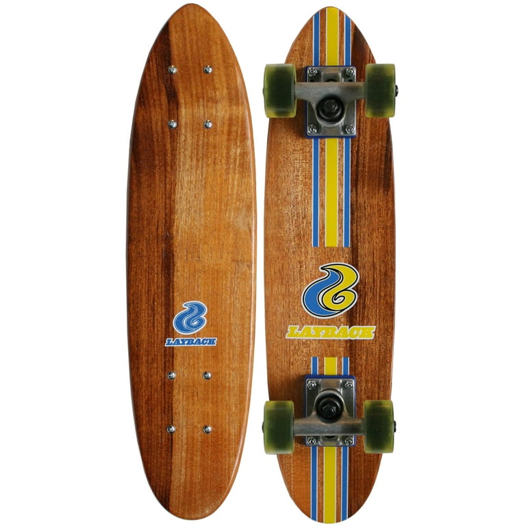 70'S SKATEBOARD CRUISER Layback Mahogany 6 x 23 BLUE/YELLOW