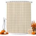 thumbnail image 2 of Cream Plaid Shower Curtains for Bathroom, Gingham Checked Minimalist Modern Waterproof Fabric Shower Curtain, Decorative Bathroom Curtain for Bathtub, 72"x72", No Hooks Included, 2 of 9