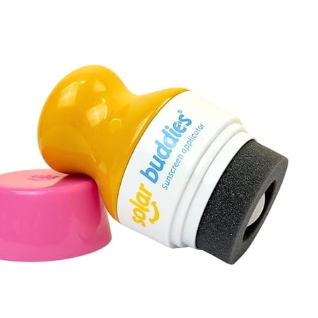 Solar Buddies Sunscreen Applicator - Single Pink - Refillable Roll on Sponge Sunscreen, Suncream & Lotion Applicator For Kids, Adults & Families - Holds 3.4fl oz, Perfect Size for Travel