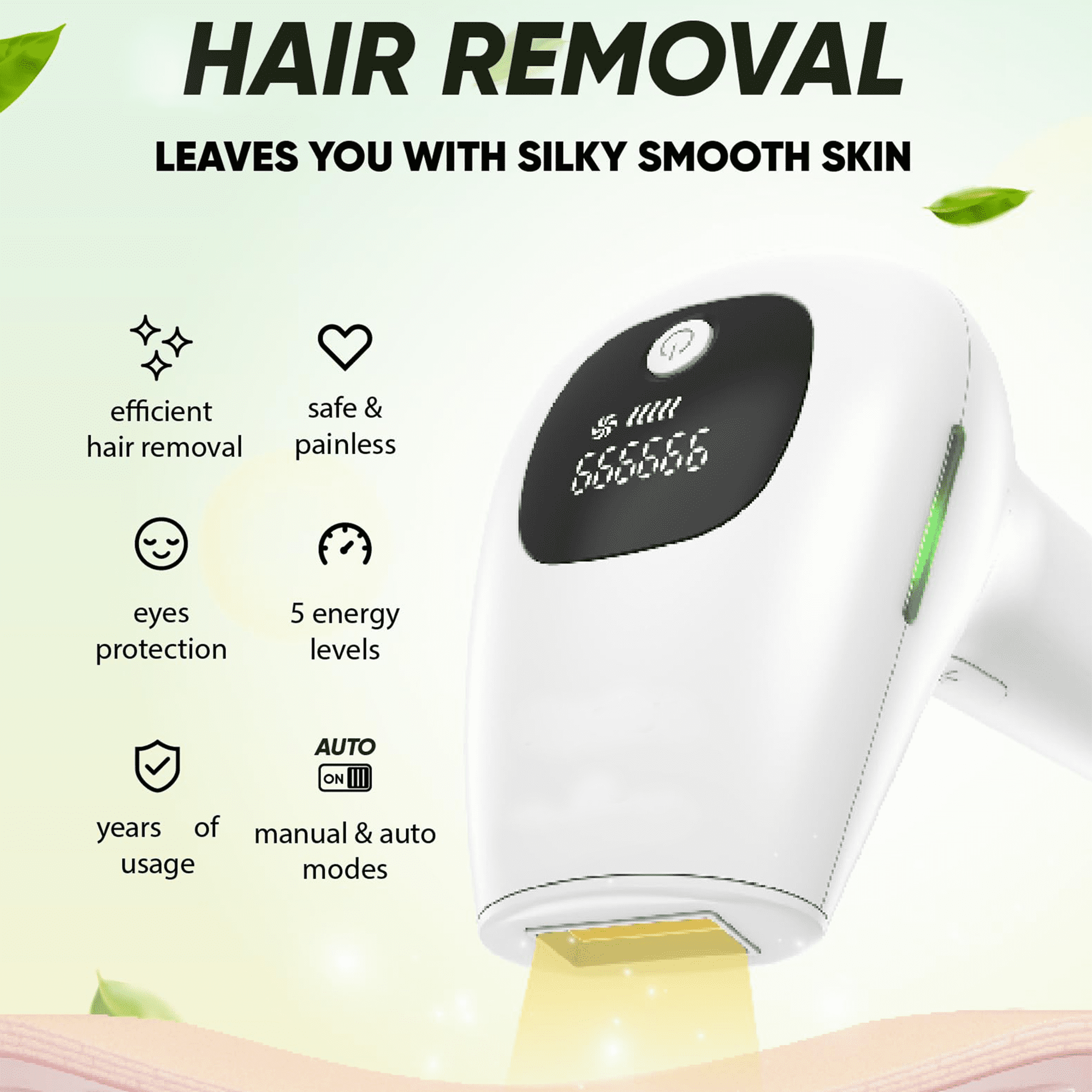 JUUTREN Laser Hair Removal for Women and Men, Painless Laser Hair Removal Device, 999999 Flashes & Dual Lights, At-Home Hair Remover for Facial Legs Arms Bikini Line Whole Body Use