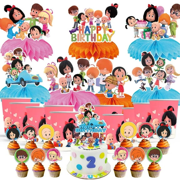 Cleo and Cuquin Party Supplies Decor Cups Fans Decorations Honeycomb Centerpieces Cake Toppers