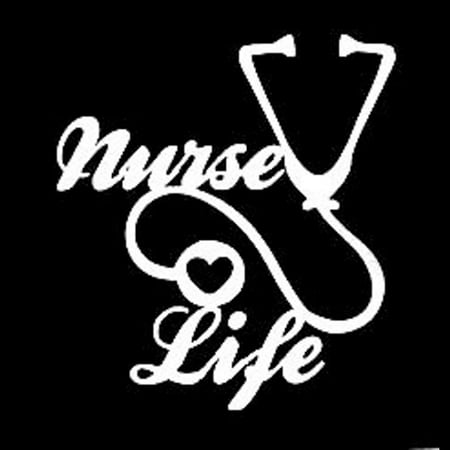 Nurse Life With Stethoscope Vinyl Cut Decal With No Background | 5.5 Inch White Decal | Car Truck Van Wall Laptop