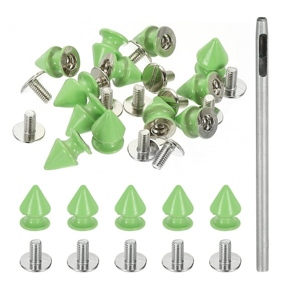 Uxcell 0.47'' Studs for Clothing 12 Sets Spikes for Clothes Studs and Spikes Leather Rivets Metal Cone Green