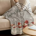 Christmas Grey Fleece Blankets for Couch, Xmas Cute Snowman Snowflake